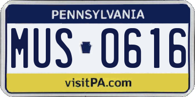 PA license plate MUS0616