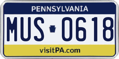 PA license plate MUS0618