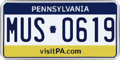 PA license plate MUS0619