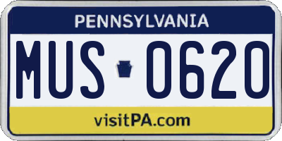 PA license plate MUS0620