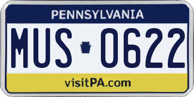 PA license plate MUS0622