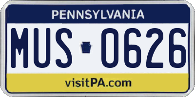 PA license plate MUS0626