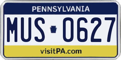 PA license plate MUS0627