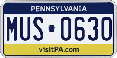 PA license plate MUS0630