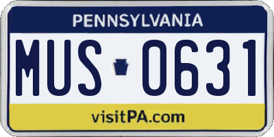 PA license plate MUS0631