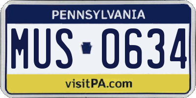 PA license plate MUS0634