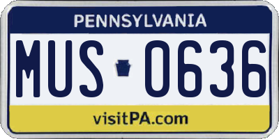 PA license plate MUS0636