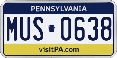 PA license plate MUS0638