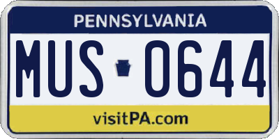 PA license plate MUS0644