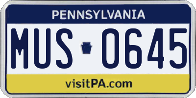 PA license plate MUS0645