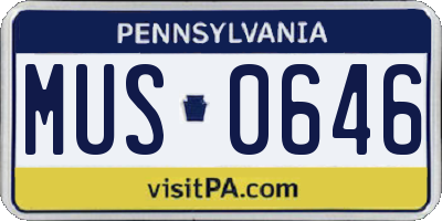 PA license plate MUS0646