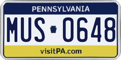 PA license plate MUS0648