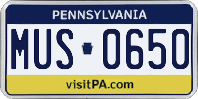 PA license plate MUS0650