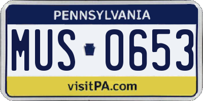 PA license plate MUS0653