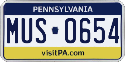 PA license plate MUS0654