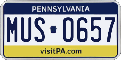 PA license plate MUS0657