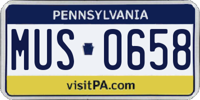PA license plate MUS0658