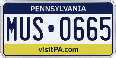 PA license plate MUS0665