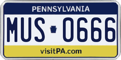 PA license plate MUS0666