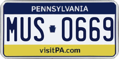 PA license plate MUS0669