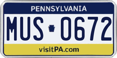 PA license plate MUS0672