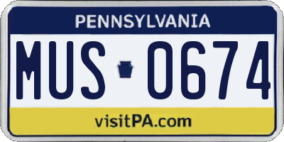 PA license plate MUS0674