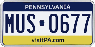 PA license plate MUS0677