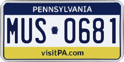 PA license plate MUS0681
