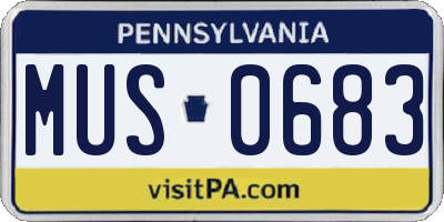 PA license plate MUS0683