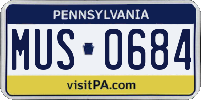 PA license plate MUS0684