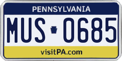 PA license plate MUS0685