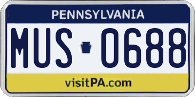PA license plate MUS0688