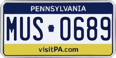 PA license plate MUS0689