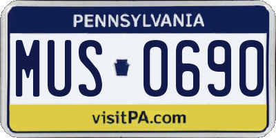 PA license plate MUS0690