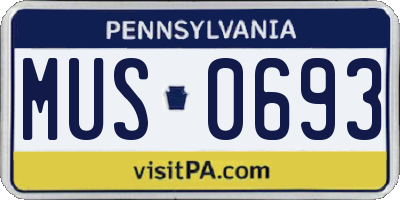 PA license plate MUS0693