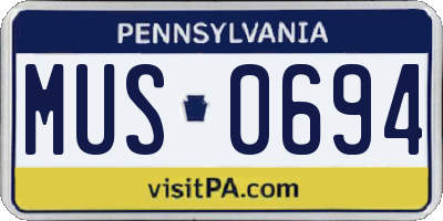 PA license plate MUS0694