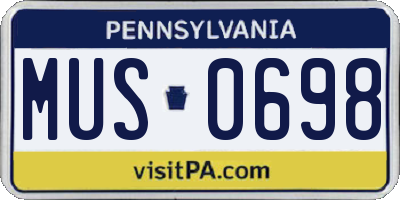 PA license plate MUS0698