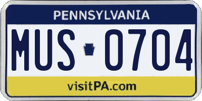 PA license plate MUS0704
