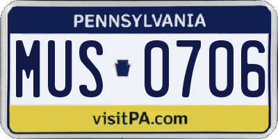 PA license plate MUS0706