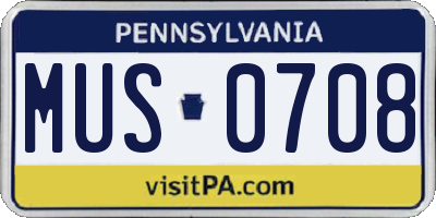 PA license plate MUS0708