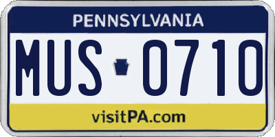 PA license plate MUS0710