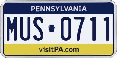 PA license plate MUS0711