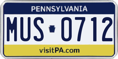 PA license plate MUS0712