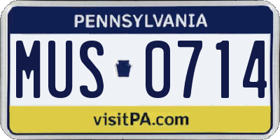 PA license plate MUS0714