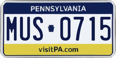 PA license plate MUS0715