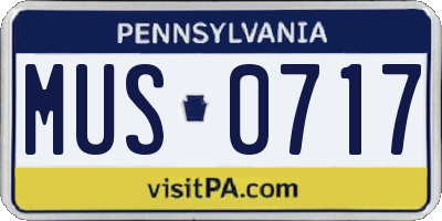 PA license plate MUS0717