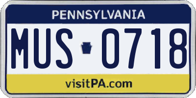PA license plate MUS0718