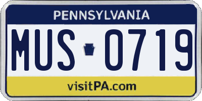 PA license plate MUS0719