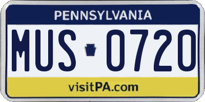 PA license plate MUS0720