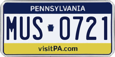 PA license plate MUS0721